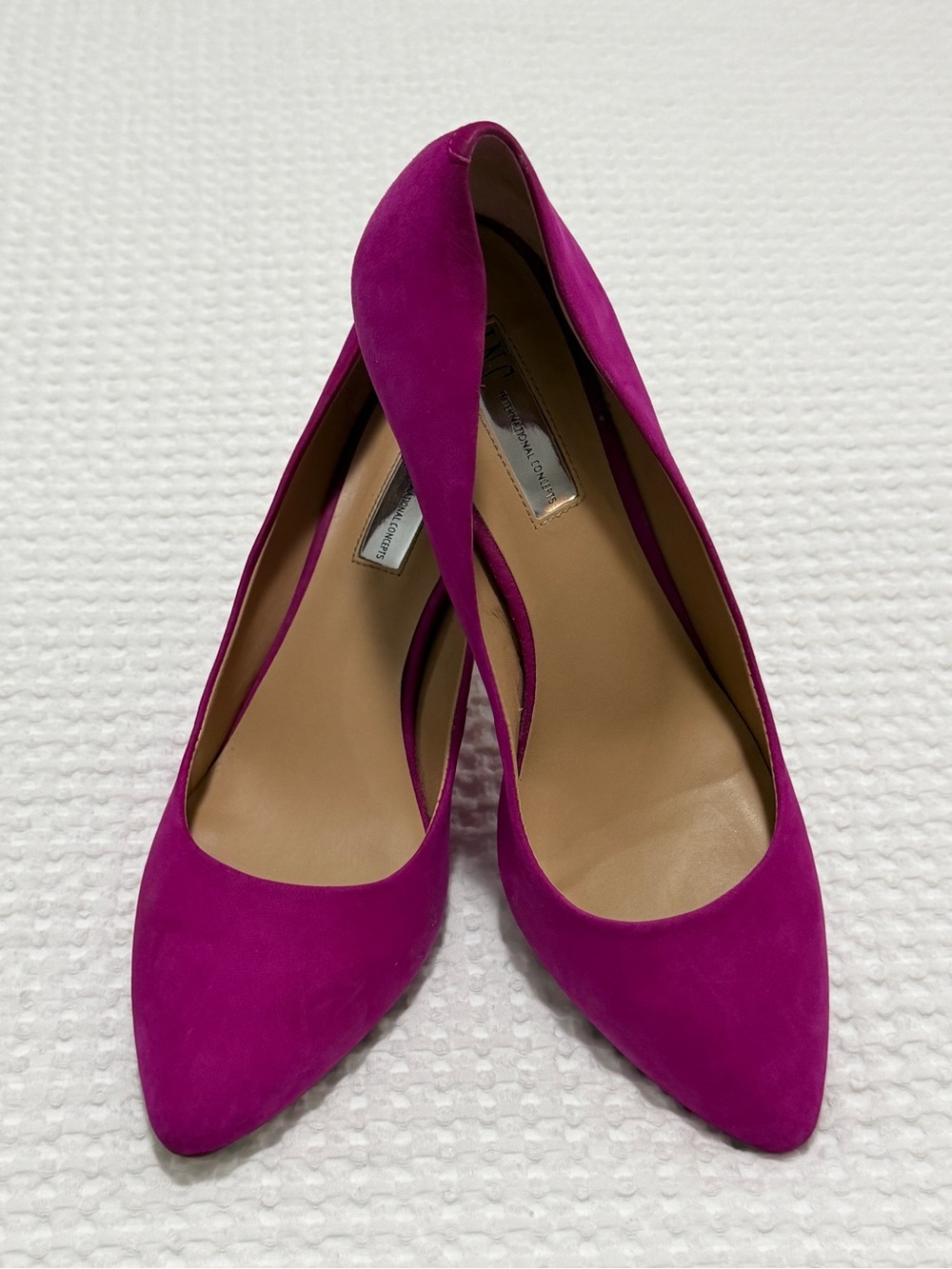 INC International Concepts Hot Pink Suede Pointed-Toe Pumps
